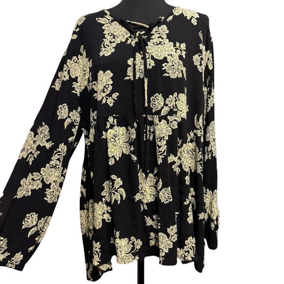 indigo soul Tops - Indigo Soul Blouse 2X Babydoll Style Floral Casual Witchy Classic Boho